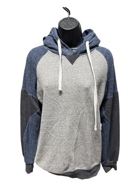 Seven Souls New York Colorblock Hoodie Blue Gray Lightweight Pullover Medium